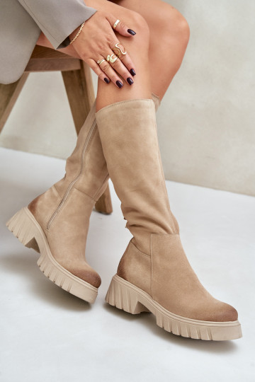 Zazoo 70145 en daim bottes Contre la route réchauffer beige