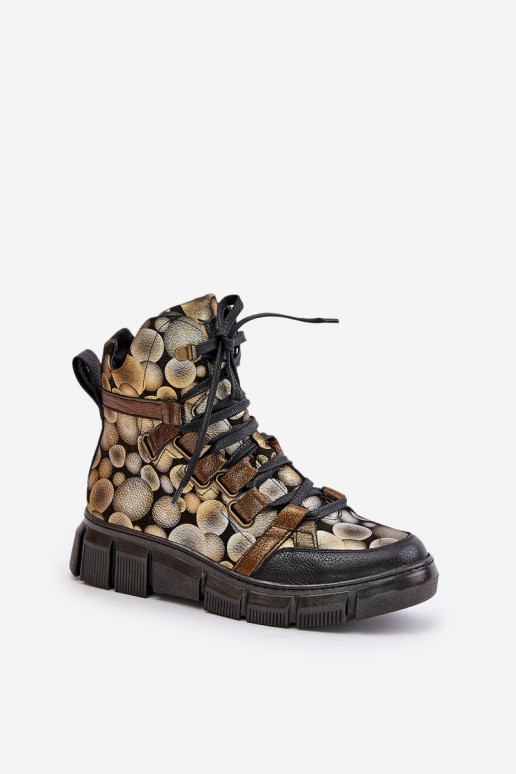 Peau isocèle Bottes à lacets Il fautciejka 06158-25 couleur dorée