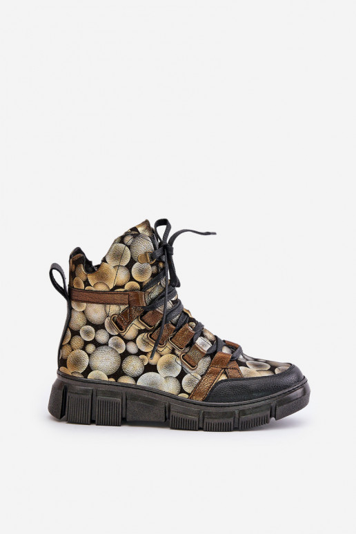 Peau isocèle Bottes à lacets Il fautciejka 06158-25 couleur dorée