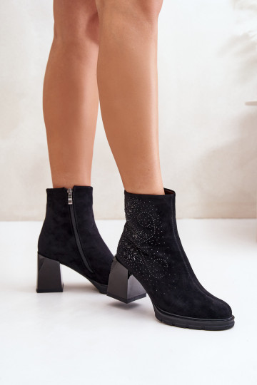 Bottines doublées pour femmes avec décoration D&A MR880-130, couleur noire 2