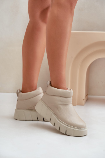 Zazoo 60470 Bottines en cuir avec doublure en laine et plateforme, couleur ivoire 2