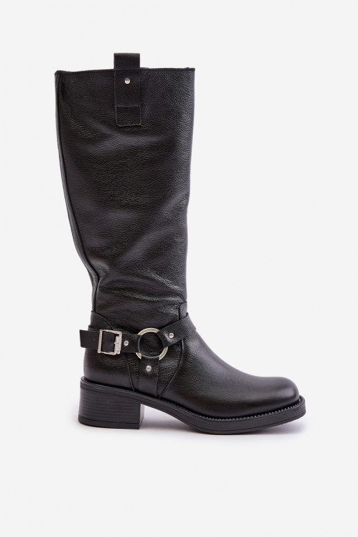 Zazoo 70141 Peau bottes pour femmes Contre la route couleur noire Zazoo 70141 Peau bottes pour femmes Contre la route couleur noire