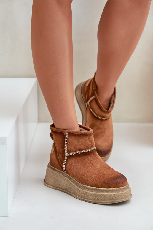 Peau en daim Bottes de neige Bottes avec une plateforme I Koturnie Il fautciejka 06769-29 marron Peau en daim Bottes de neige Bottes avec une plateforme I Koturnie Il fautciejka 06769-29 marron
