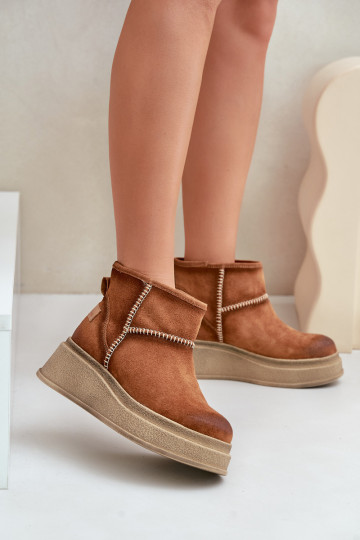 Bottines en daim pour la neige avec plateforme rehaussée Tai Turiciejka 06769-29, couleur marron 2