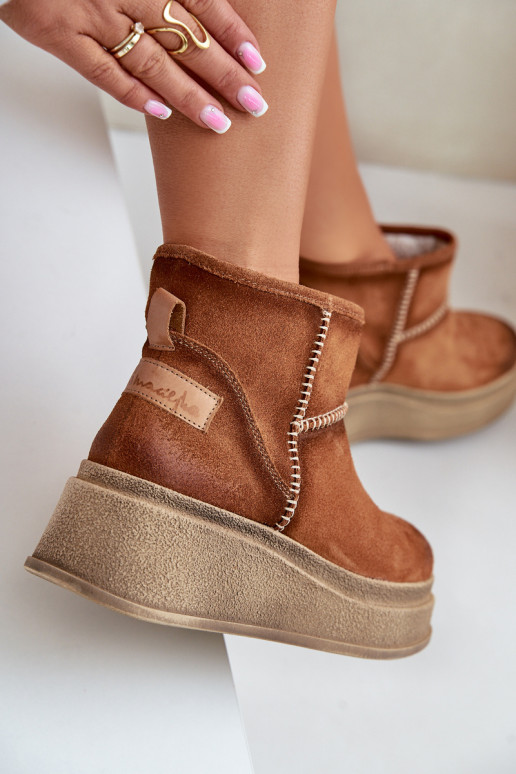 Peau en daim Bottes de neige Bottes avec une plateforme I Koturnie Il fautciejka 06769-29 marron Peau en daim Bottes de neige Bottes avec une plateforme I Koturnie Il fautciejka 06769-29 marron