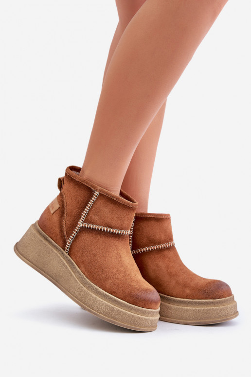 Peau en daim Bottes de neige Bottes avec une plateforme I Koturnie Il fautciejka 06769-29 marron Peau en daim Bottes de neige Bottes avec une plateforme I Koturnie Il fautciejka 06769-29 marron