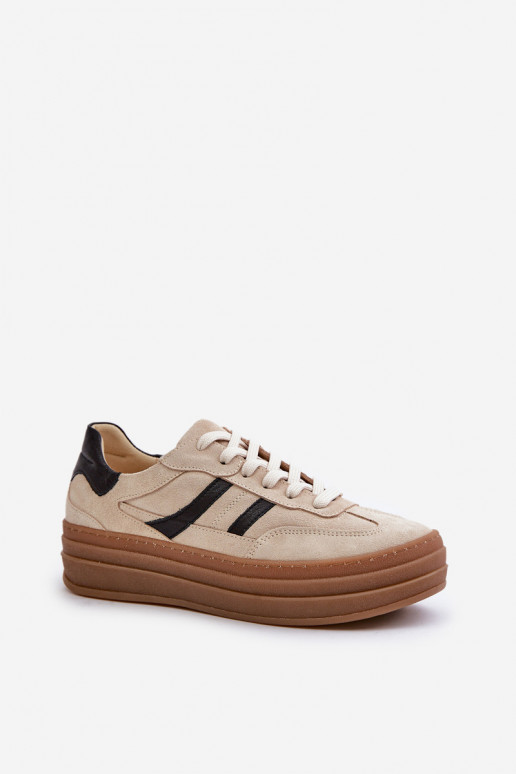Zazoo N1176 en daim Chaussures modèle baskets avec une plateforme beige Zazoo N1176 en daim Chaussures modèle baskets avec une plateforme beige