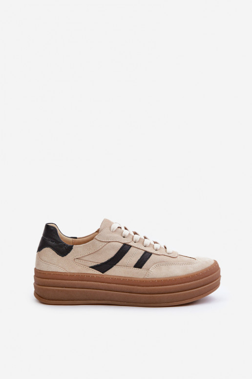 Zazoo N1176 en daim Chaussures modèle baskets avec une plateforme beige Zazoo N1176 en daim Chaussures modèle baskets avec une plateforme beige