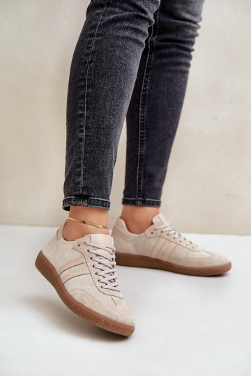 Zazoo N1068 en daim Faible Chaussures modèle baskets Féminin beige