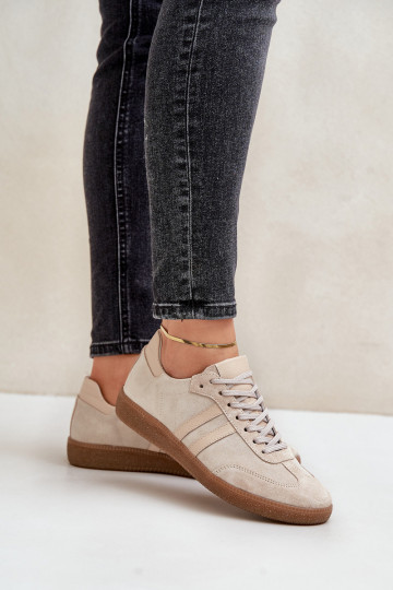 Zazoo N1068 en daim Faible Chaussures modèle baskets Féminin beige 2