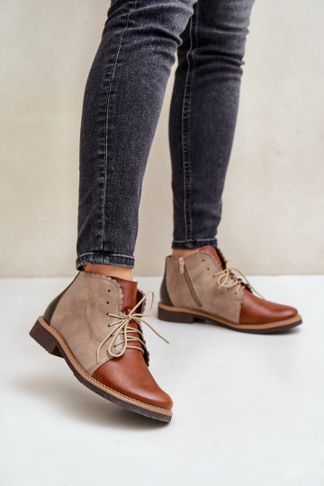 Bottines en cuir à talons larges, couleur marron 2