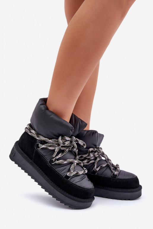 en daim Bottes de neige FémininGrubym Laçagem D.Franklin DFSH375003 couleur noire en daim Bottes de neige FémininGrubym Laçagem D.Franklin DFSH375003 couleur noire