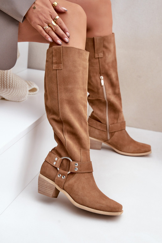 en daim bottes Sur un talon bas avec une botte Contre la route Zazoo 3444/O marron en daim bottes Sur un talon bas avec une botte Contre la route Zazoo 3444/O marron