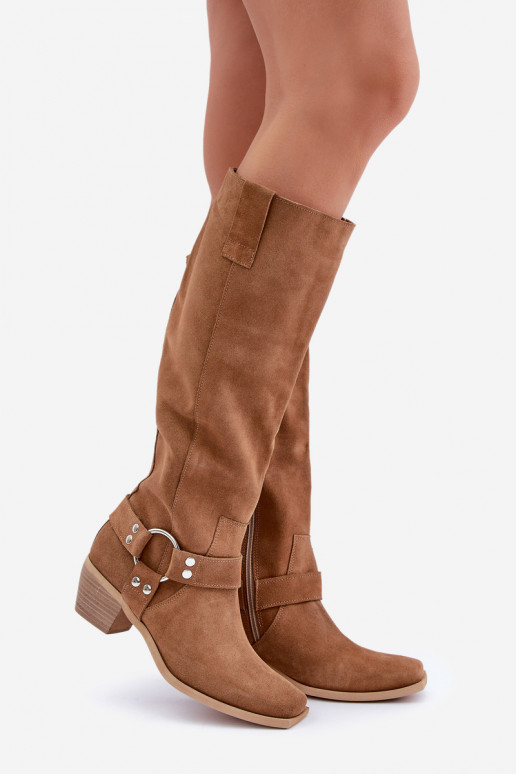 en daim bottes Sur un talon bas avec une botte Contre la route Zazoo 3444/O marron en daim bottes Sur un talon bas avec une botte Contre la route Zazoo 3444/O marron