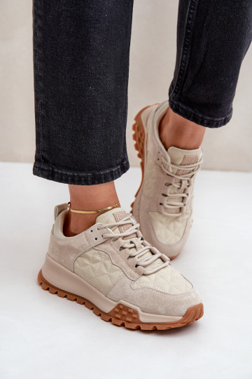 Peau Chaussures modèle baskets Féminin Big Star OO274A315 Hi-Poly System beige