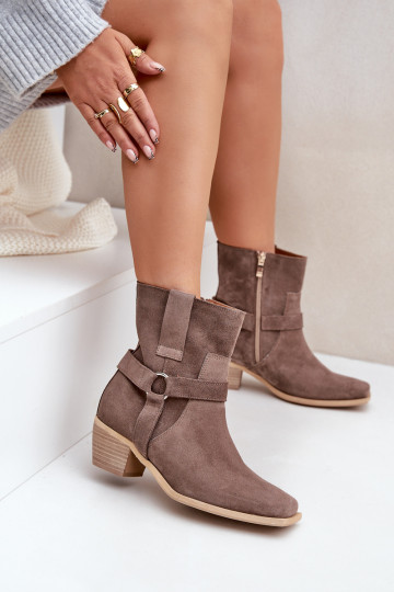 Bottines en daim avec talons Zazoo 3444/2 couleur marron