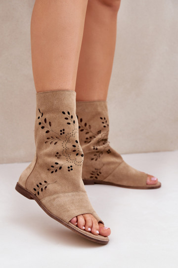 Zazoo 3437 Féminin Sandales en daim avec une botte Au Château beige