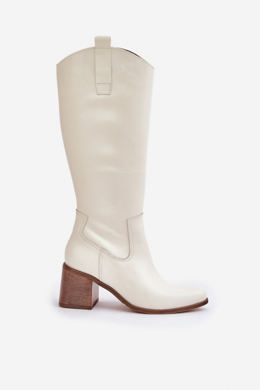 Peau bottes Contre la route avec des talons Zazoo 3675 couleur blanche Peau bottes Contre la route avec des talons Zazoo 3675 couleur blanche