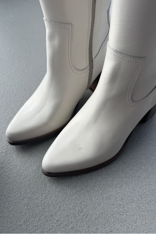 Peau bottes Contre la route avec des talons Zazoo 3675 couleur blanche Peau bottes Contre la route avec des talons Zazoo 3675 couleur blanche