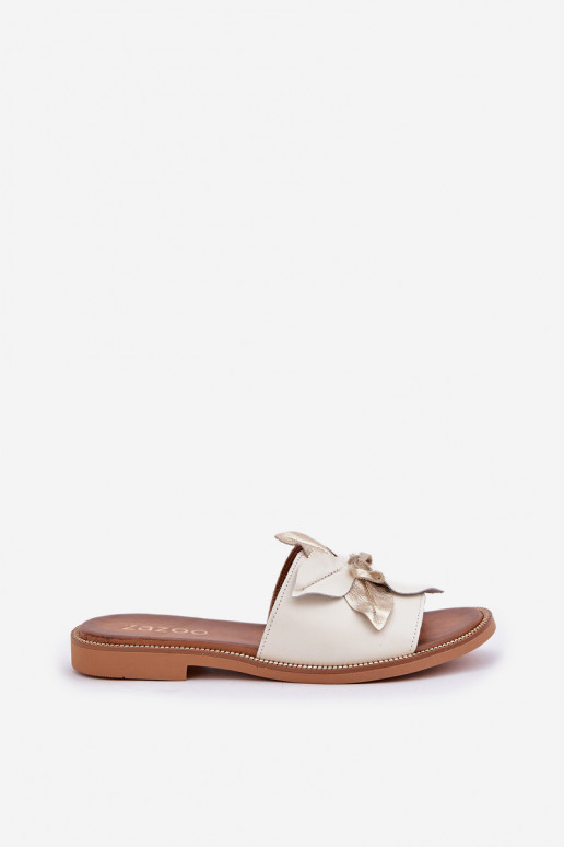 Chaussons avec des ornements Cuir naturel Zazoo 3667 couleur blanche Chaussons avec des ornements Cuir naturel Zazoo 3667 couleur blanche