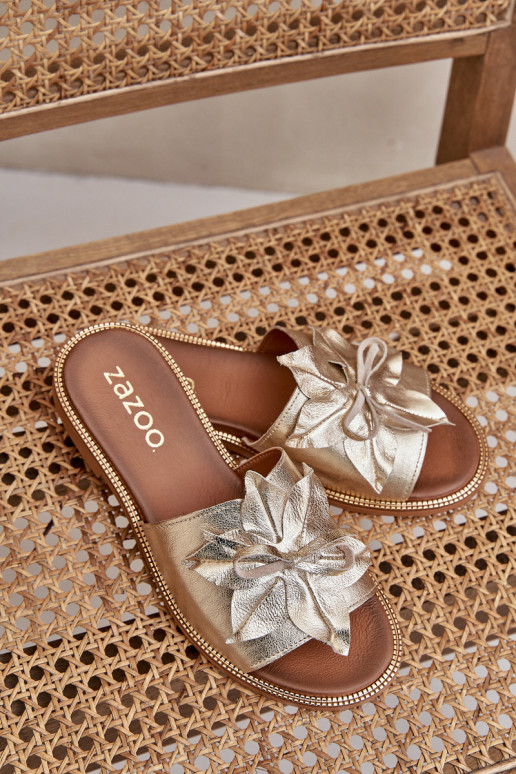 Chaussons avec des ornements Cuir naturel Zazoo 3667 couleur dorée Chaussons avec des ornements Cuir naturel Zazoo 3667 couleur dorée