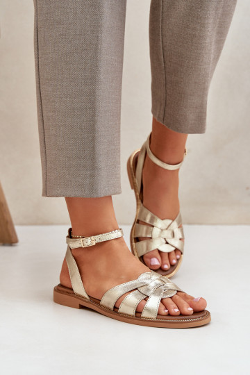 Sandales pour femmes Féminin avec des talons larges Zazoo 3688 couleur dorée