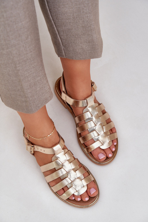 Sandales pour femmes avec des talons larges Zazoo 3686 couleur dorée Sandales pour femmes avec des talons larges Zazoo 3686 couleur dorée