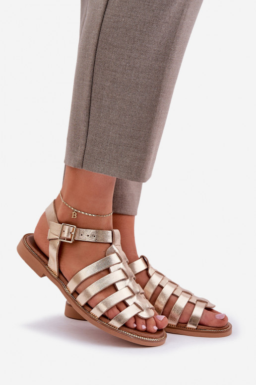 Sandales pour femmes avec des talons larges Zazoo 3686 couleur dorée Sandales pour femmes avec des talons larges Zazoo 3686 couleur dorée