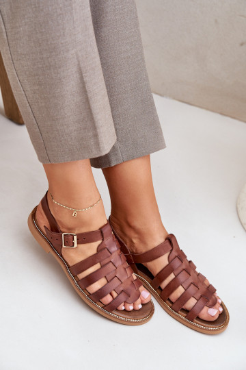 Sandales pour femmes avec des talons larges Zazoo 3686 marron