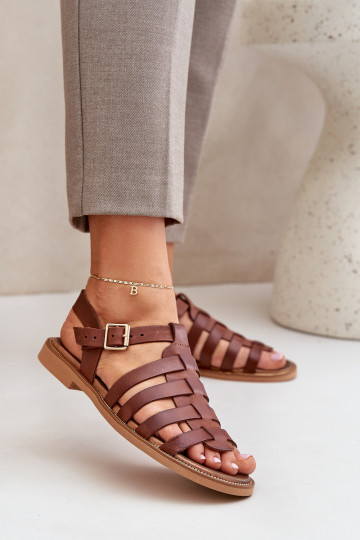 Sandales pour femmes avec des talons larges Zazoo 3686 marron 2