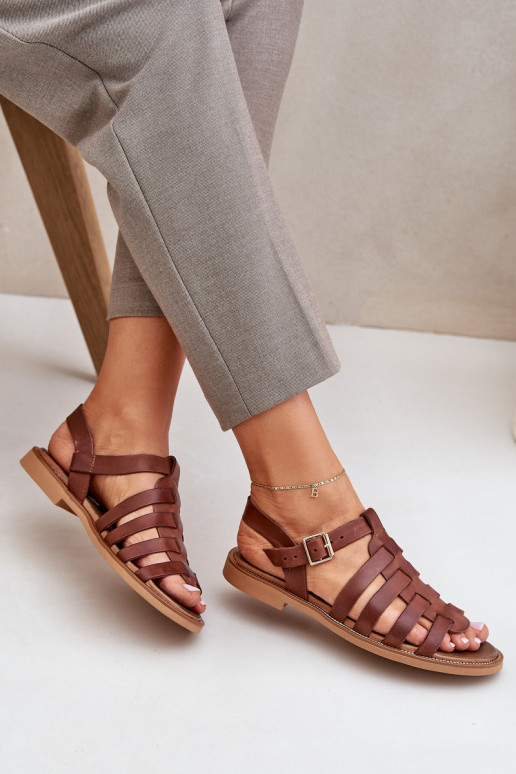 Sandales pour femmes avec des talons larges Zazoo 3686 marron Sandales pour femmes avec des talons larges Zazoo 3686 marron