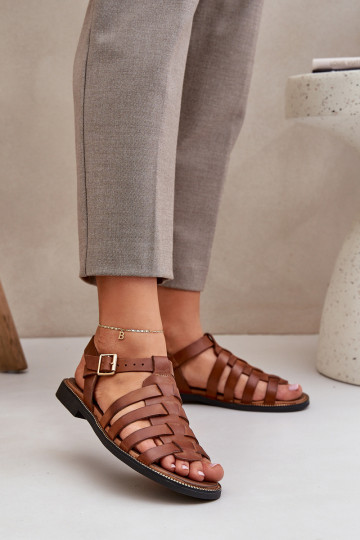 Sandales pour femmes avec des talons larges Zazoo 3686 marron