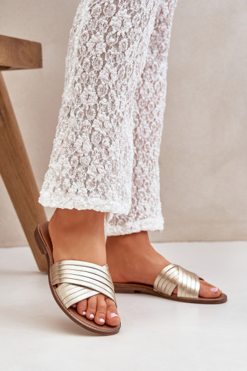 Peau Féminin Chaussons LeÀski Shoes 3682 couleur dorée