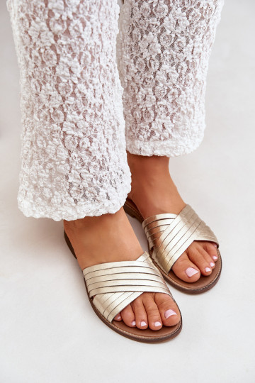 Peau Féminin Chaussons LeÀski Shoes 3682 couleur dorée 2