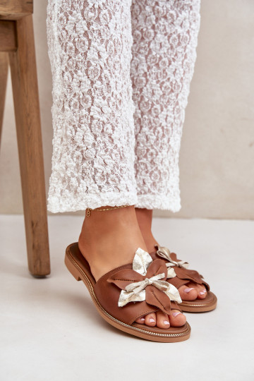 Mules en cuir avec ornements Zazoo 3574/Z couleur marron