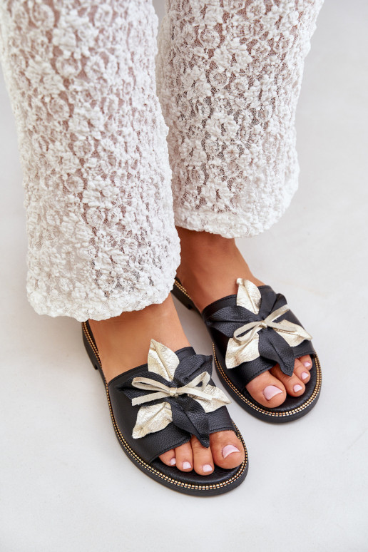 Chaussons avec des ornements Cuir naturel Zazoo 3574/Z couleur noire