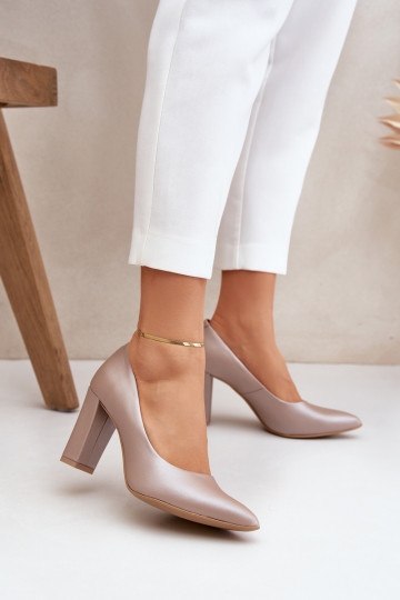 Chaussures en satin LeĮskis Shoes 2453 couleur sable 2
