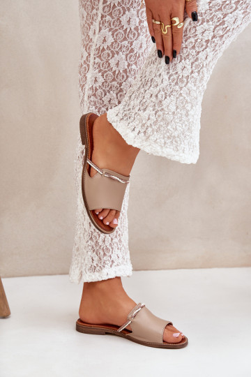 Pantoufles en cuir LeÀski Shoes 3047 beige 2