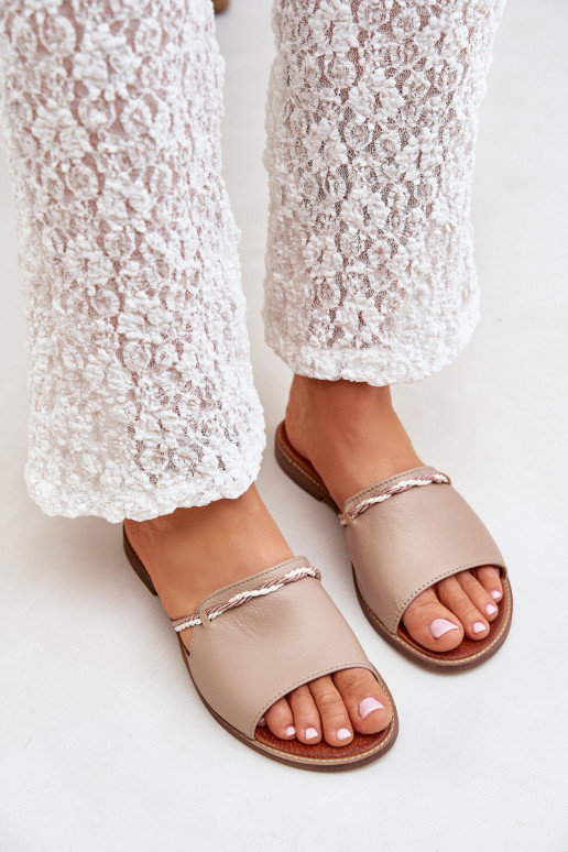 Pantoufles en cuir LeÀski Shoes 3047 beige Pantoufles en cuir LeÀski Shoes 3047 beige