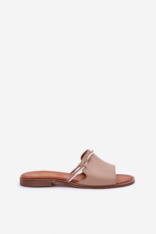 Pantoufles en cuir LeÀski Shoes 3047 beige Pantoufles en cuir LeÀski Shoes 3047 beige