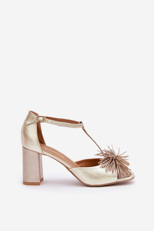 des sandales Peau avec des talons avec des ornements Laura Messi 2758 couleur dorée des sandales Peau avec des talons avec des ornements Laura Messi 2758 couleur dorée