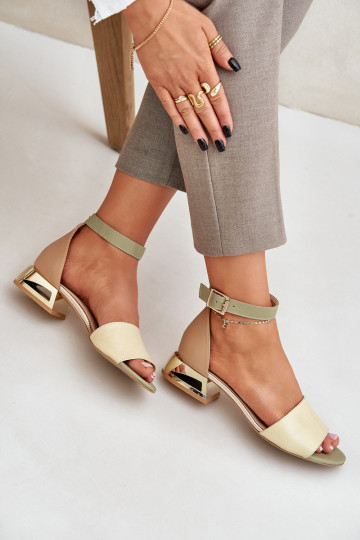 Sandales pour femmes avec des talons dorés Laura Messi 2143 beige