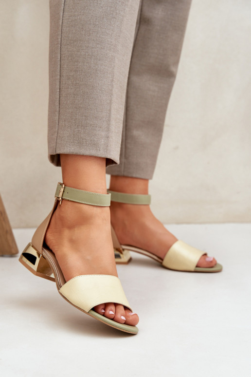 Sandales pour femmes avec des talons dorés Laura Messi 2143 beige Sandales pour femmes avec des talons dorés Laura Messi 2143 beige