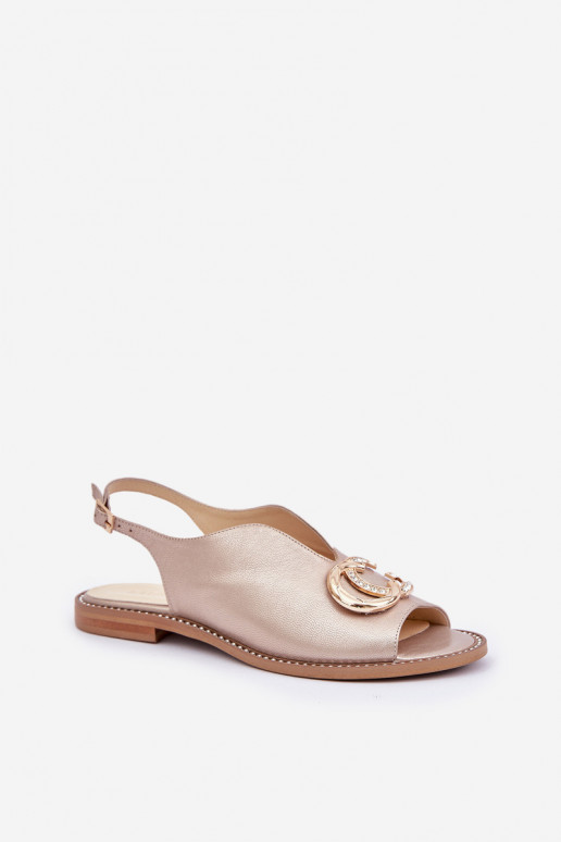 Sandales pour femmes avec des talons larges avec des ornements Laura Messi 2865 couleur dorée Sandales pour femmes avec des talons larges avec des ornements Laura Messi 2865 couleur dorée