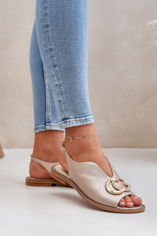 Sandales pour femmes avec des talons larges avec des ornements Laura Messi 2865 couleur dorée Sandales pour femmes avec des talons larges avec des ornements Laura Messi 2865 couleur dorée