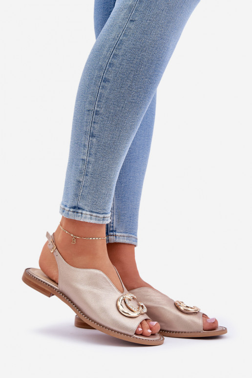 Sandales pour femmes avec des talons larges avec des ornements Laura Messi 2865 couleur dorée Sandales pour femmes avec des talons larges avec des ornements Laura Messi 2865 couleur dorée