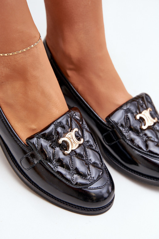 Peau Mocassins laqués avec des détails dorés Laura Messi 2927 couleur noire