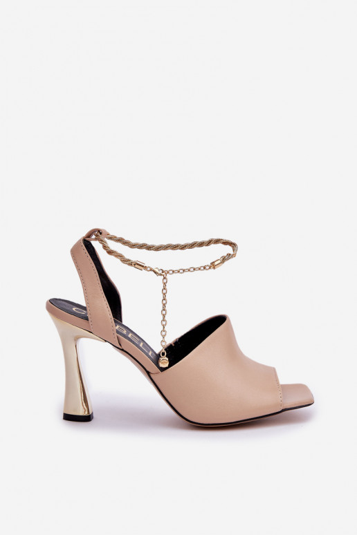 Sandales pour femmes avec des talons fins décorer Bransoletą CheBello 4440 beige Sandales pour femmes avec des talons fins décorer Bransoletą CheBello 4440 beige