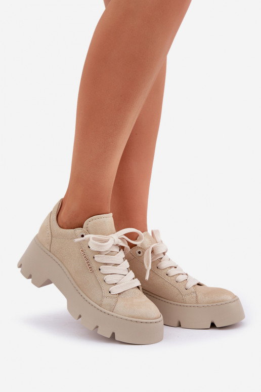 Chaussures modèle baskets baskets avec une plateforme CheBello 4632 couleur dorée Chaussures modèle baskets baskets avec une plateforme CheBello 4632 couleur dorée