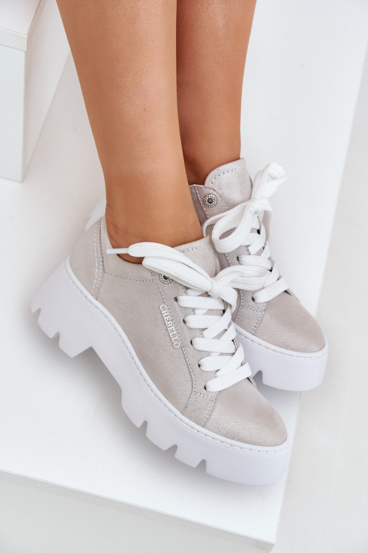 Chaussures modèle baskets baskets avec une plateforme CheBello 4632 couleur argent Chaussures modèle baskets baskets avec une plateforme CheBello 4632 couleur argent